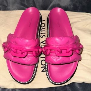 Calfskin Embossed Monogram Sunset Flat Comfort Mule